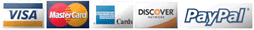 We accept VISA, Mastercard, American Express, Discover, Paypal